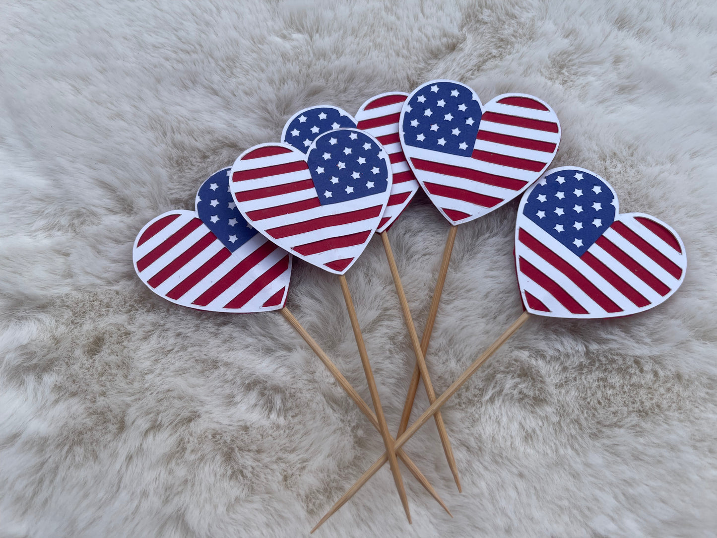 Heart Flag Cupcake Topper