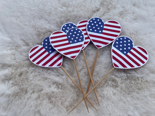 Heart Flag Cupcake Topper